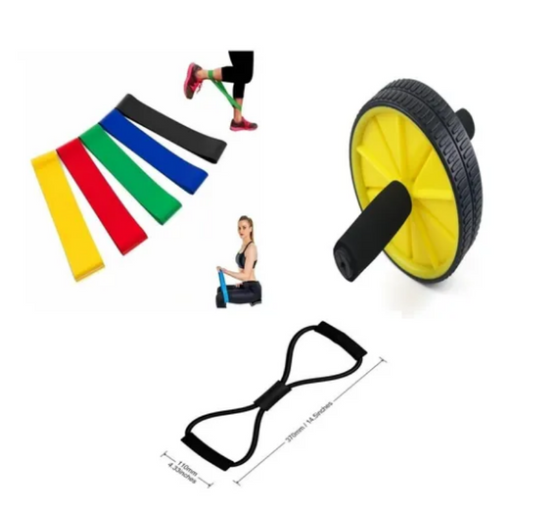Bandas Elásticas Resistencia Y Tubulares + Rueda Abdominal