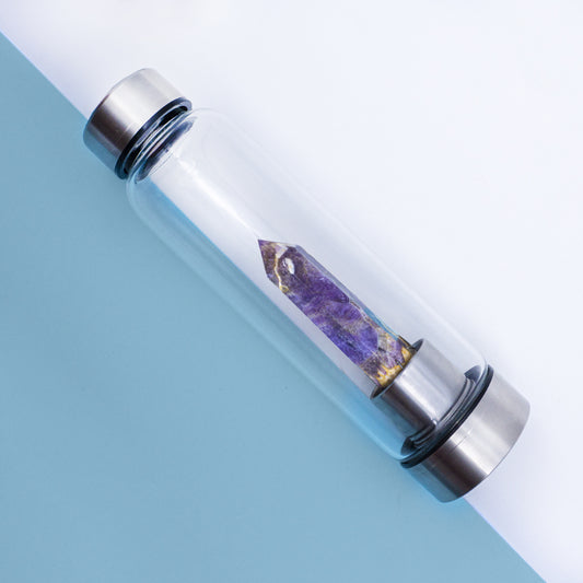Termo Botella De Agua Cristales Cuarzo + Estuche