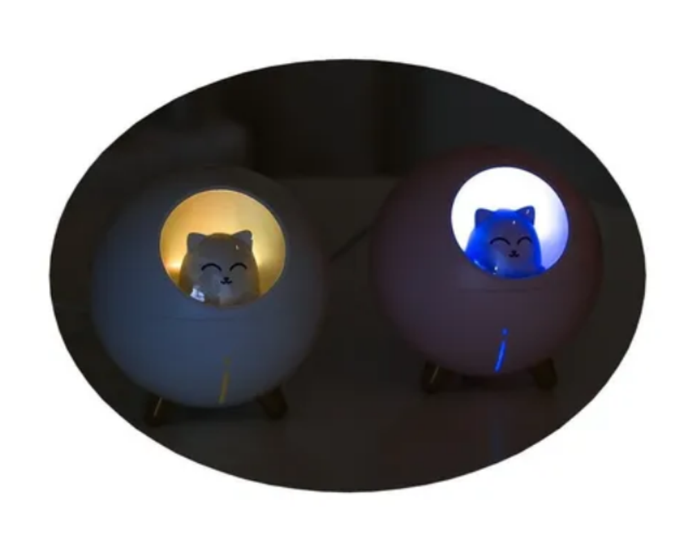 Humidificador Gato Aromaterapia Luz Led + Esencia