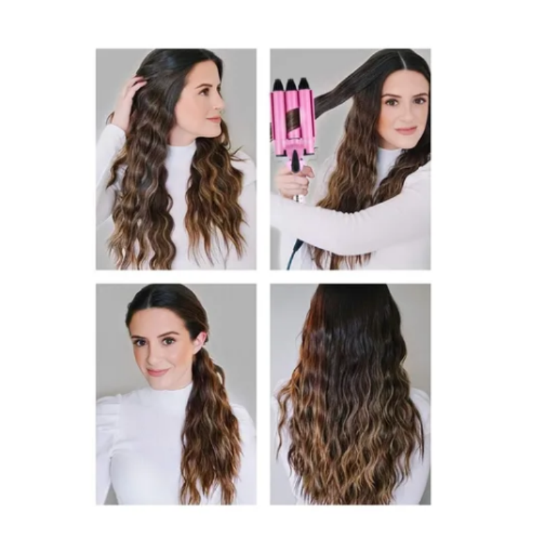 Rizador De Cabello 3 Barriles Pinza Onduladora