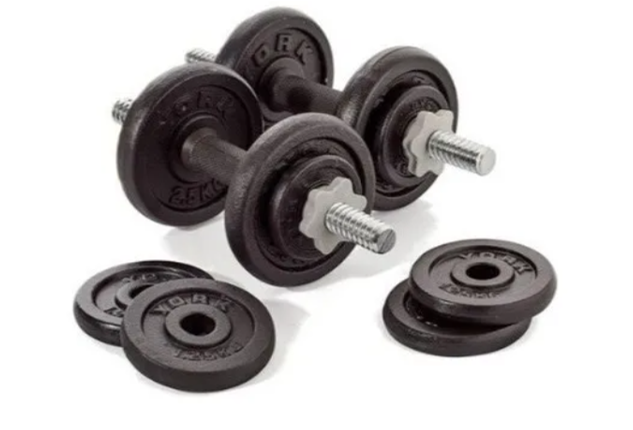 Kit Mancuerna 20 Kilos + Shaker 700 Ml Proteina + Estuche