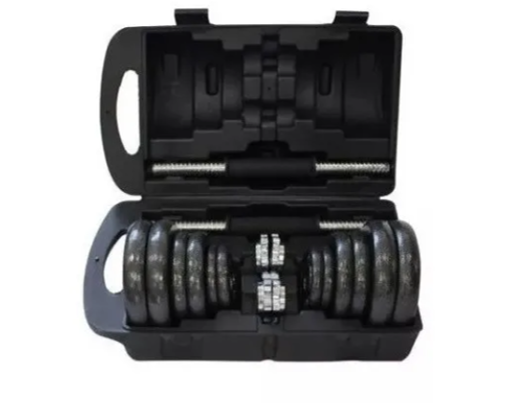 Kit Mancuerna 20 Kilos + Shaker 700 Ml Proteina + Estuche