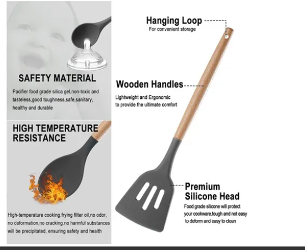 Set De 11 Utensilios De Cocina Silicona Resistentes Al Calor