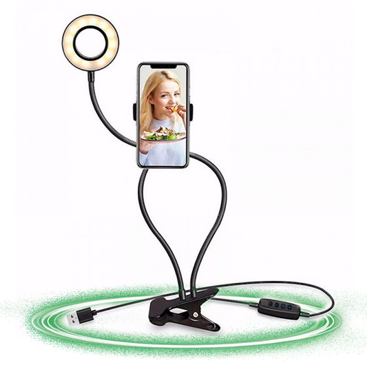Aro De Luz Led + Soporte Para Celular Mesa