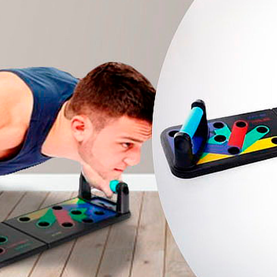 PROMO Tabla Push Up  Flexiones + Rodillo Abdominal + Banda Elastica