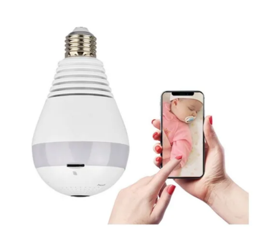 Cámara De Seguridad Bombillo 360 Wifi Ranura Micro Sd