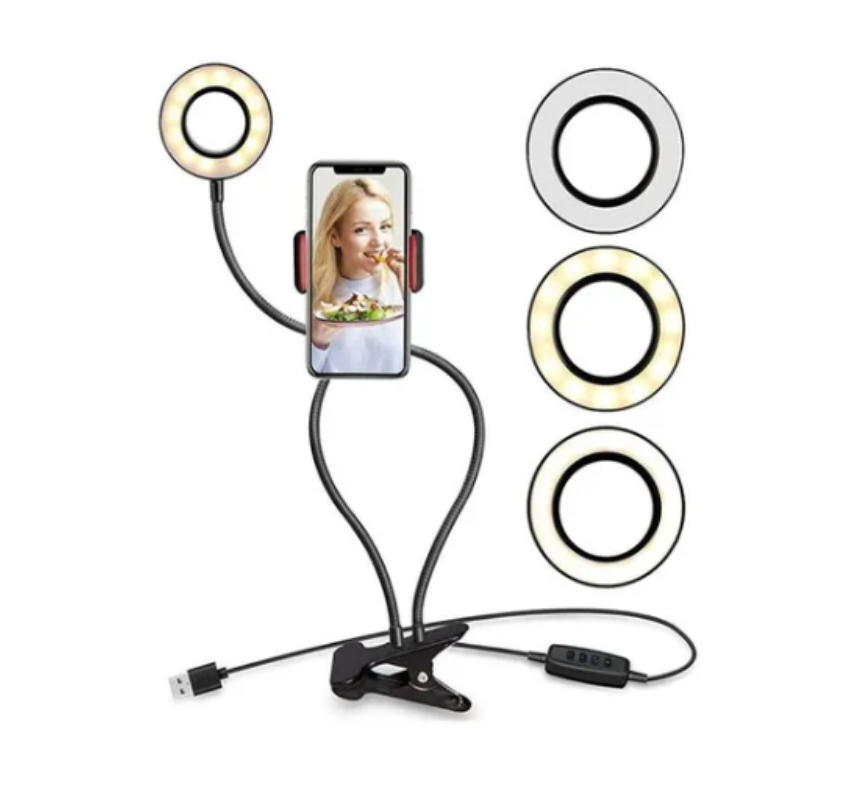 Aro De Luz Led + Soporte Para Celular Mesa