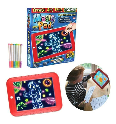 Tableta De Dibujo Con Luz Led Magic Pad 3 Marcadores Gratis