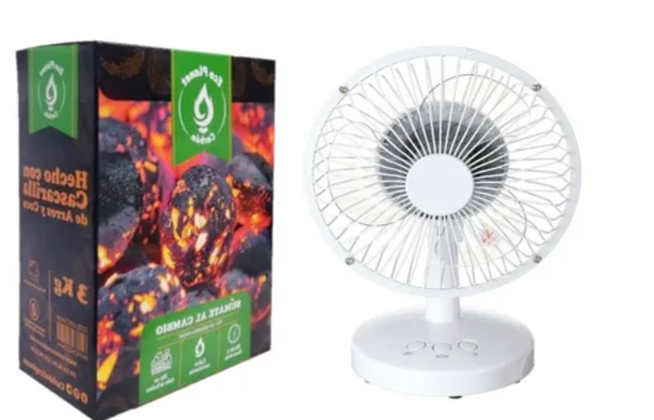 Carbón Ecológico Para Asado 2.5 Kg + Ventilador Recargable