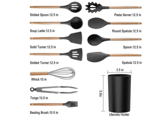 Set De 11 Utensilios De Cocina Silicona Resistentes Al Calor