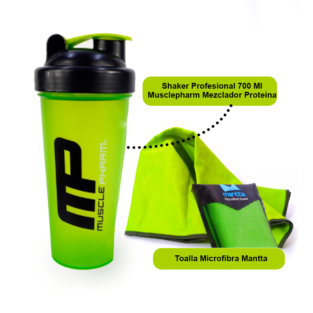 Shaker Profesional 700 Ml Musclepharm  + Toalla Microfibra Mantta