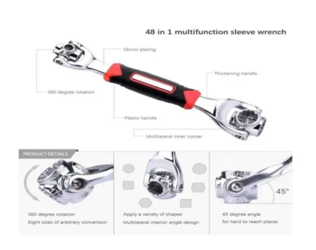 Llave Inglesa Multiusos 48 En 1 Tuercas Tornillos
