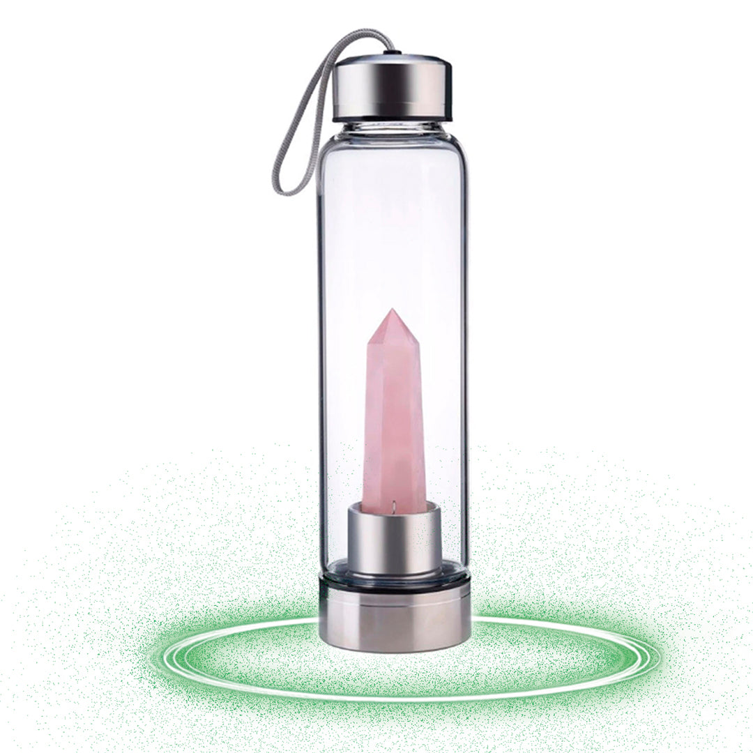 Termo Botella De Agua Cristales Cuarzo + Estuche