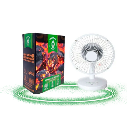 Carbón Ecológico Para Asado 2.5 Kg + Ventilador Recargable