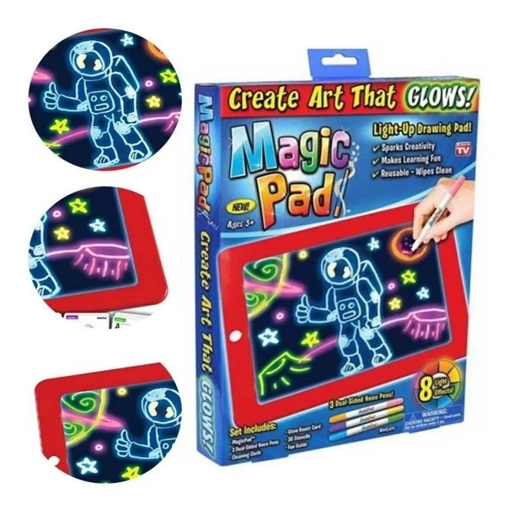 Tableta De Dibujo Con Luz Led Magic Pad 3 Marcadores Gratis